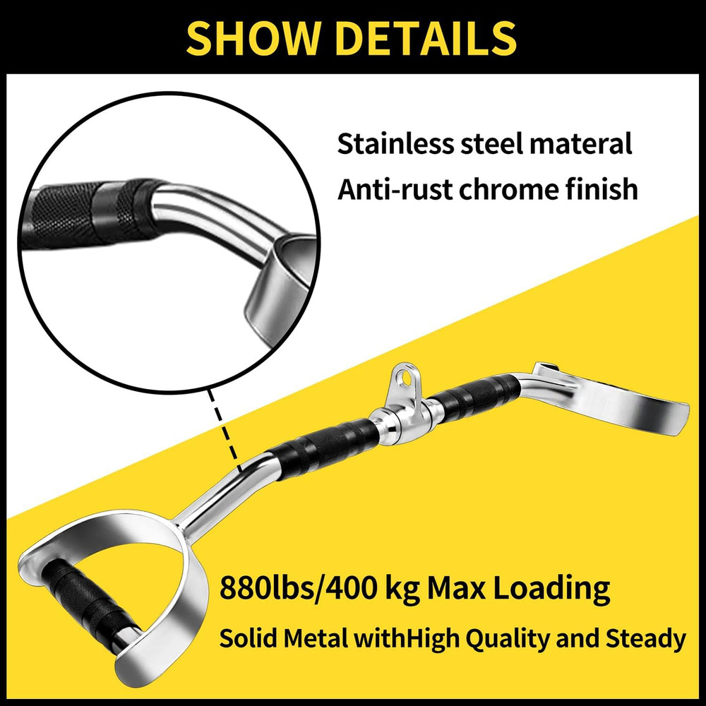 Solid Steel Cable Attachments for Gym Set with Wide Grip LAT Pull down Bar, LAT
