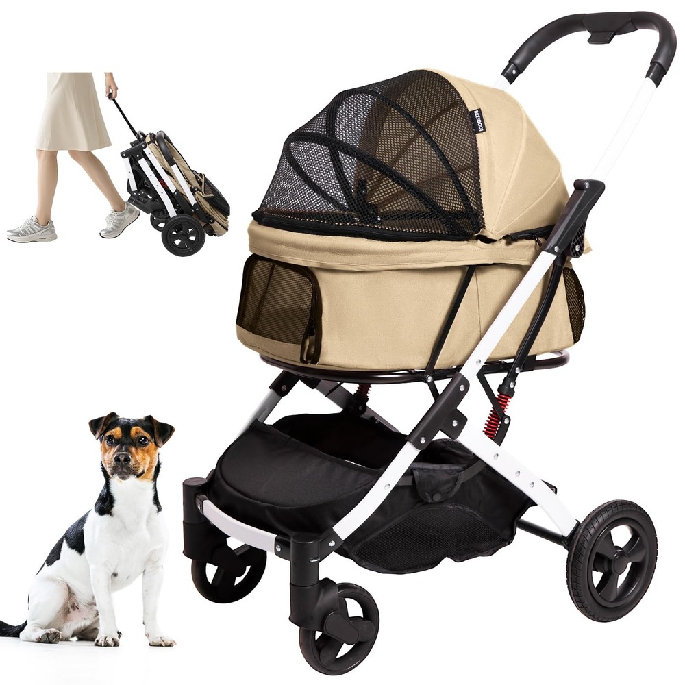 Pet Stroller for Medium Small Dog & Cat, Foldable Lightweight Dog Stroller wi...