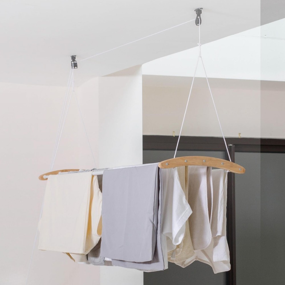 Ceiling Mounted Drying Racks for Laundry-Space-Saving Ceiling Clothes Drying ...