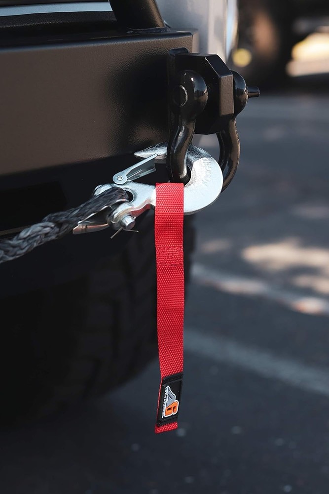 Bright Red Heavy Duty Winch Hook Pull Strap - 10" Long - Reliable and Safe