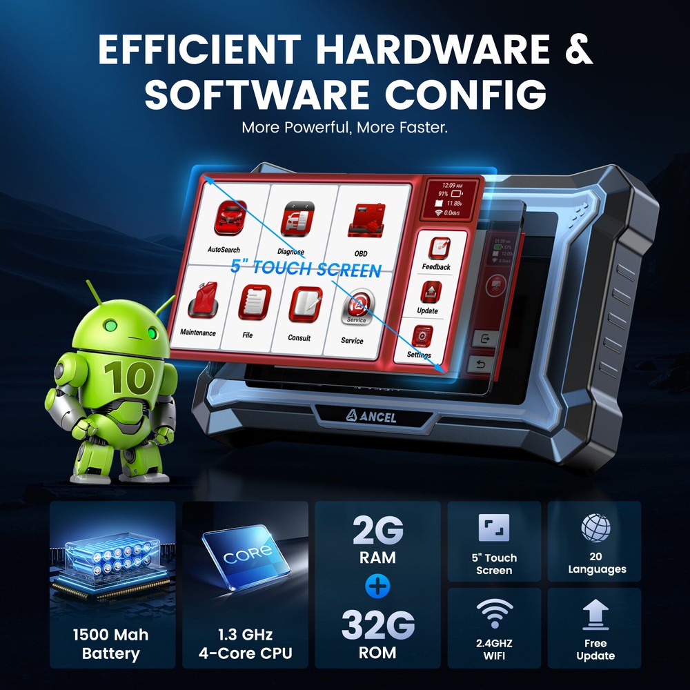 ANCEL DS160 Full System Bi-directional Diagnostic Scan Tool OBD2 Scanner DPF ECU