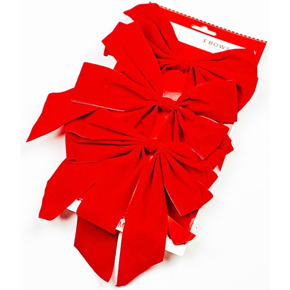 Holiday Time 3 Red Bows Holiday Decor