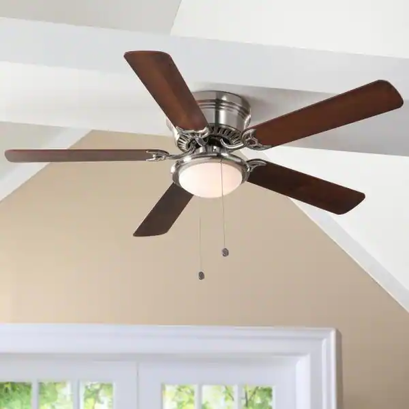 NEW Hugger 52 In. LED Indoor Brushed Nickel Ceiling Fan With Light Kit