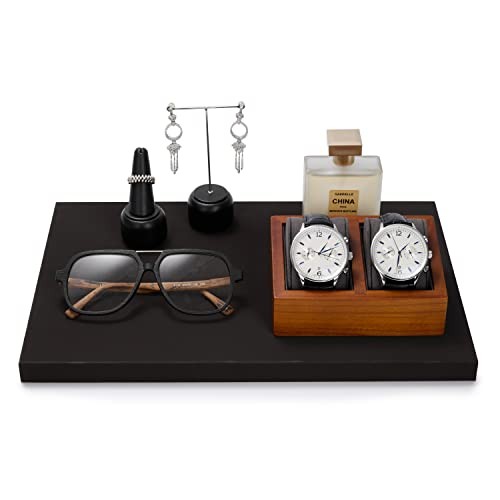 Solid Wood Double Watch Display Stand Showcase Jewelry Square Double Grey