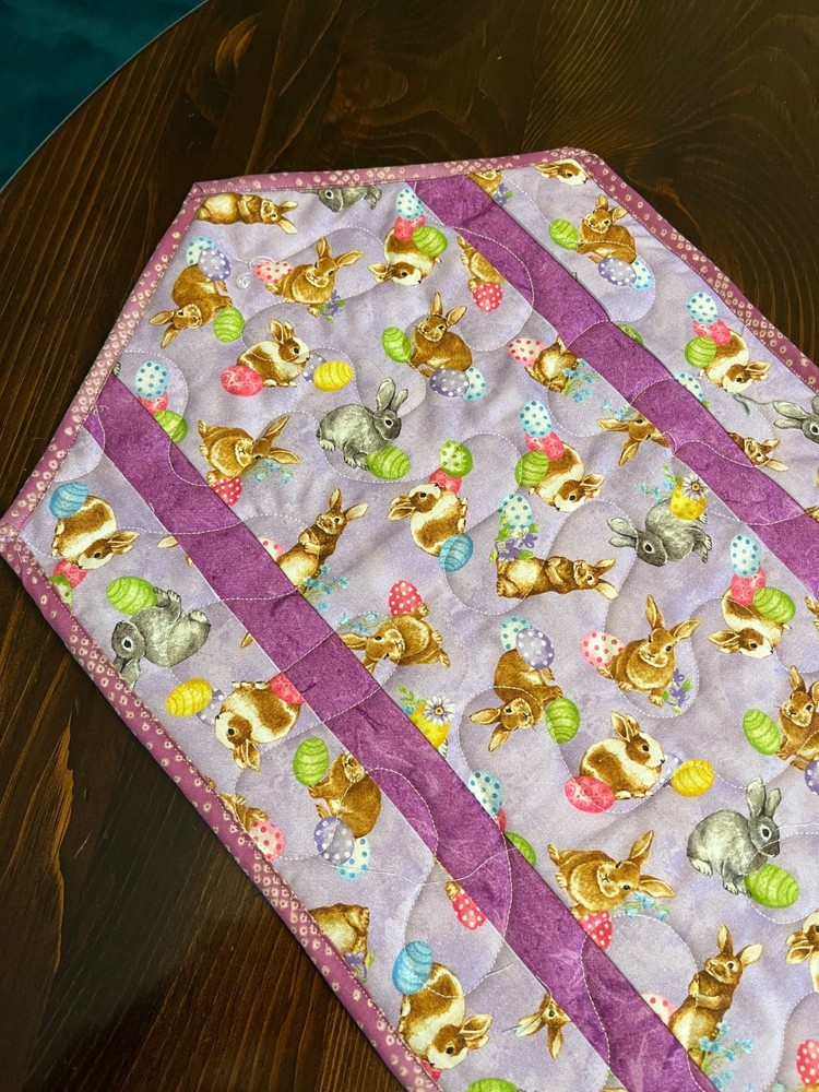 Handcrafted-Quilted Table Runner -Easter - Variety of Easter Rabbits & Eggs