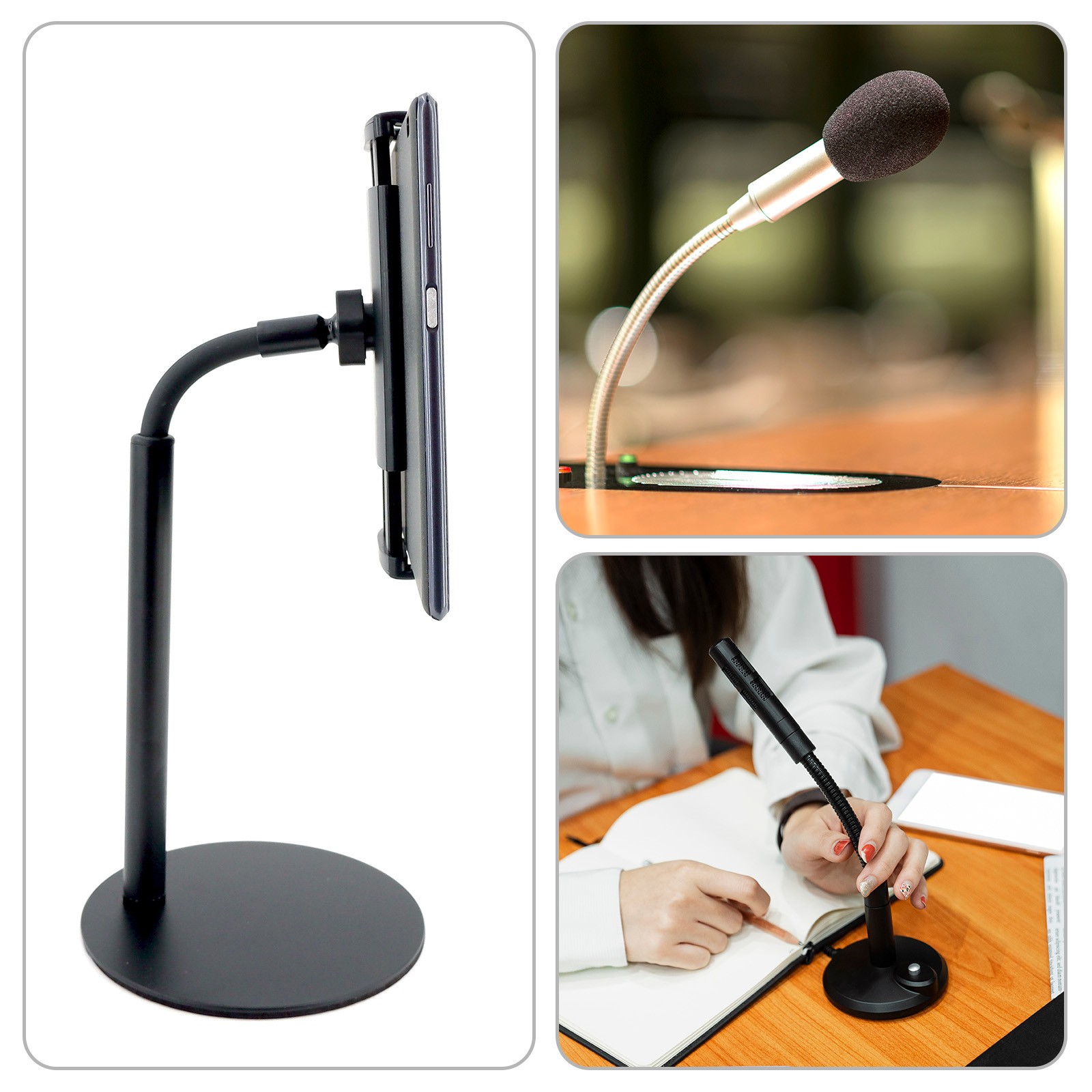 8" Microphone Gooseneck 5/8"-27 Thread Metal Universal Hose Flexible Arm Tube