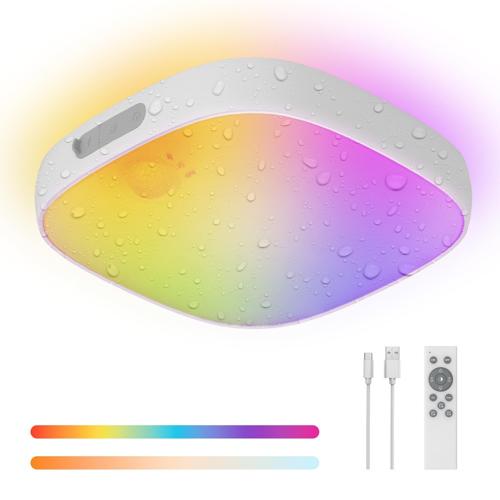 Shower Lights IP65 Waterproof, Motion Sensor Ceiling Light, Rechargeable Clos...
