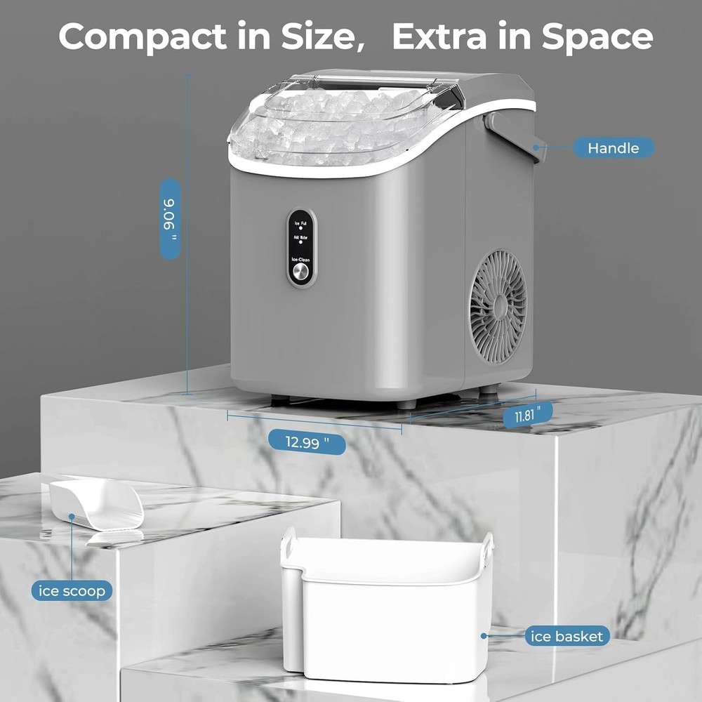 Ice Maker Countertop, 35.5Lbs/24Hrs Chewable Sonic Ice Machine