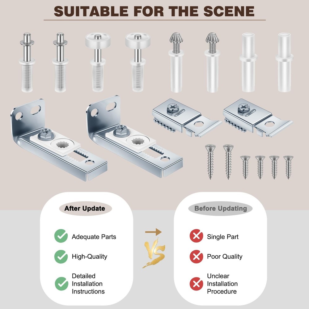 2 Pack Bifold Door Hardware Replacement Kit Top Bottom Bracket Pivot Guide Wheel