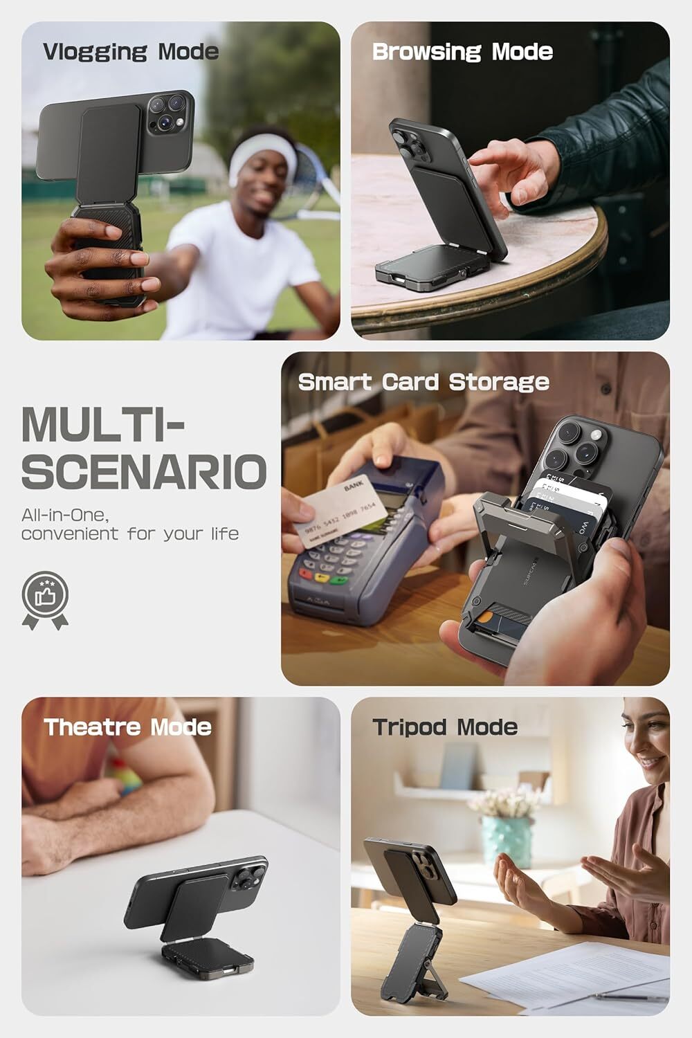 SUPCASE 3000G Magnetic Force Phone Stand Card Holder For iPhone 16/15/14/13/12