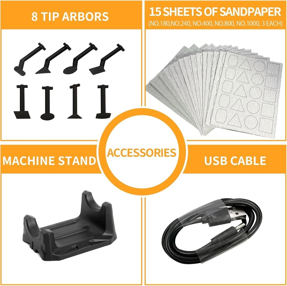 Cordless Pen Sander, Variable Speed and USB Charging with LED Light, Multi-Pu...