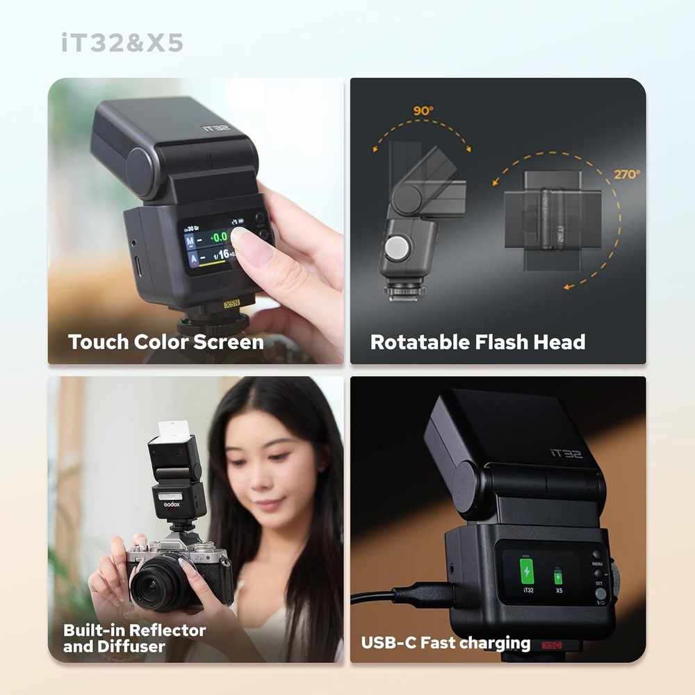 GODOX IT32 TTL Camera Flash with X5 Wireless Flash Trigger Compatible with X3,X3