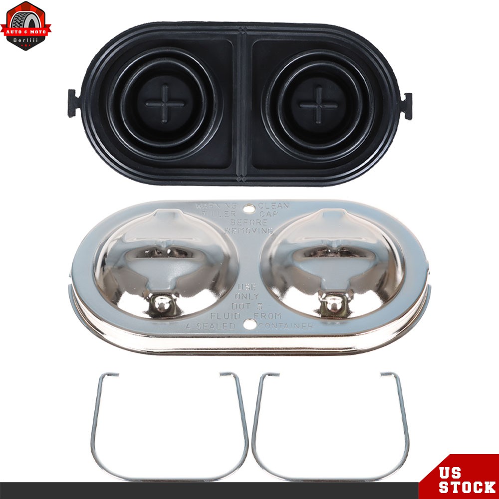 Master Cylinder Cover Chrome with Bails & Gaskets For Chevy Corvette 1967-81 82
