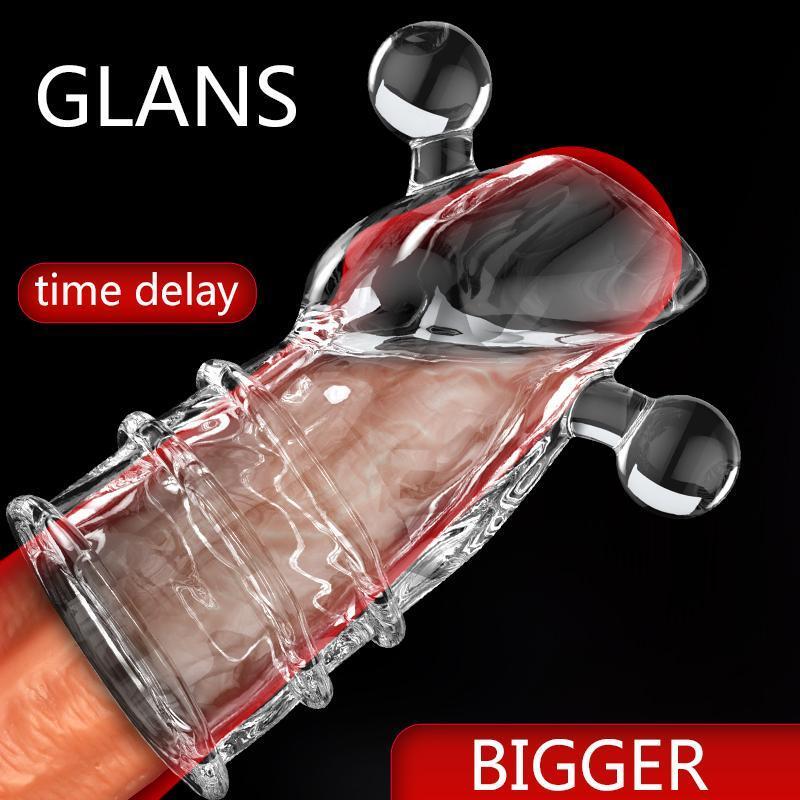 Penis-Extender-Enlarger-Sleeve-Reusable-Glans-Condom-Delay-Ejaculation-for-Men