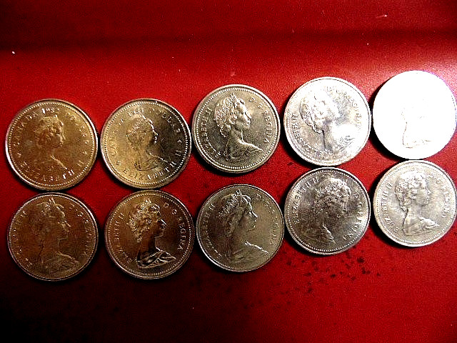 10 CANADA nickel dollar coins UNC all different dates