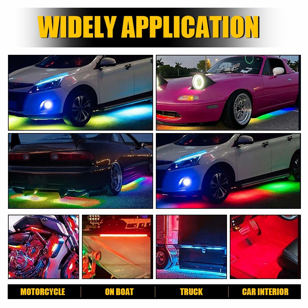 6Pcs Million Color Car Truck Underglow Under Body Accent Glow Neon LED Light Kit