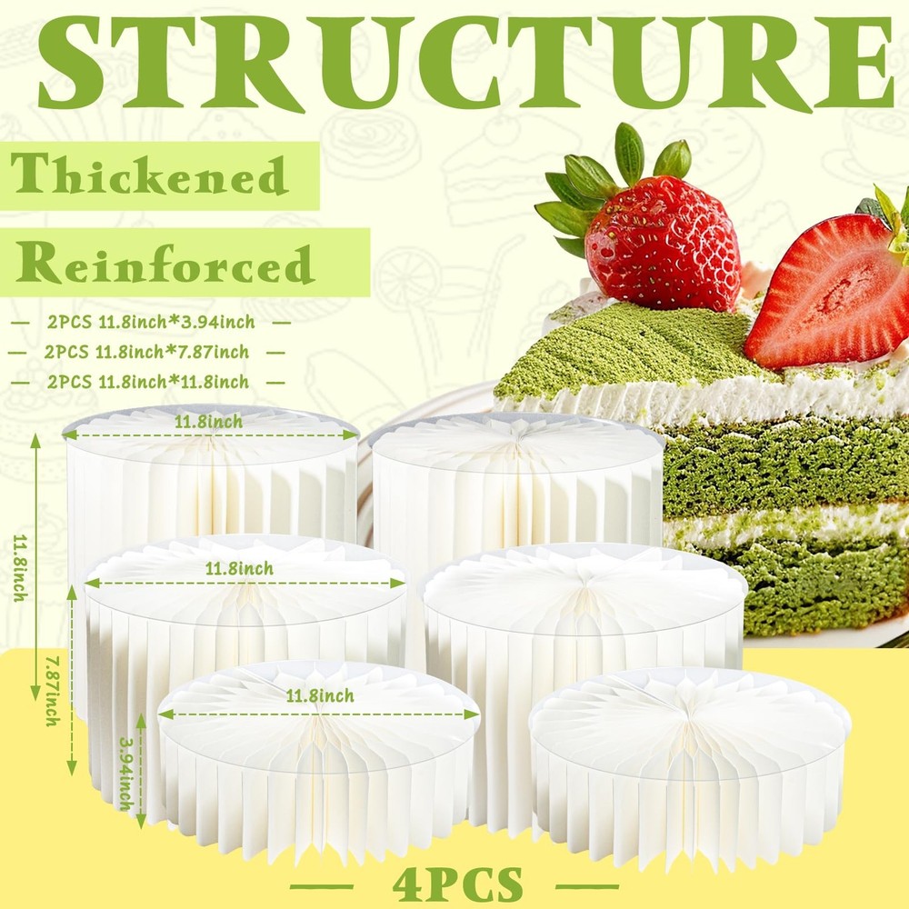 6 Pack Buffet Risers, Acrylic & Cardboard Foldable Cake Display Stands for De...