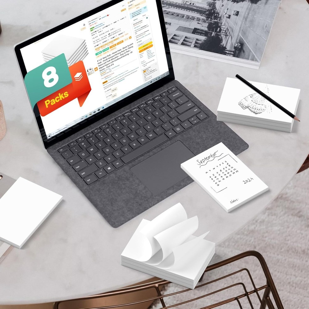 3" x 5" Note Pads - Memo - Blank Scratch - Small 3x5 Inch, White