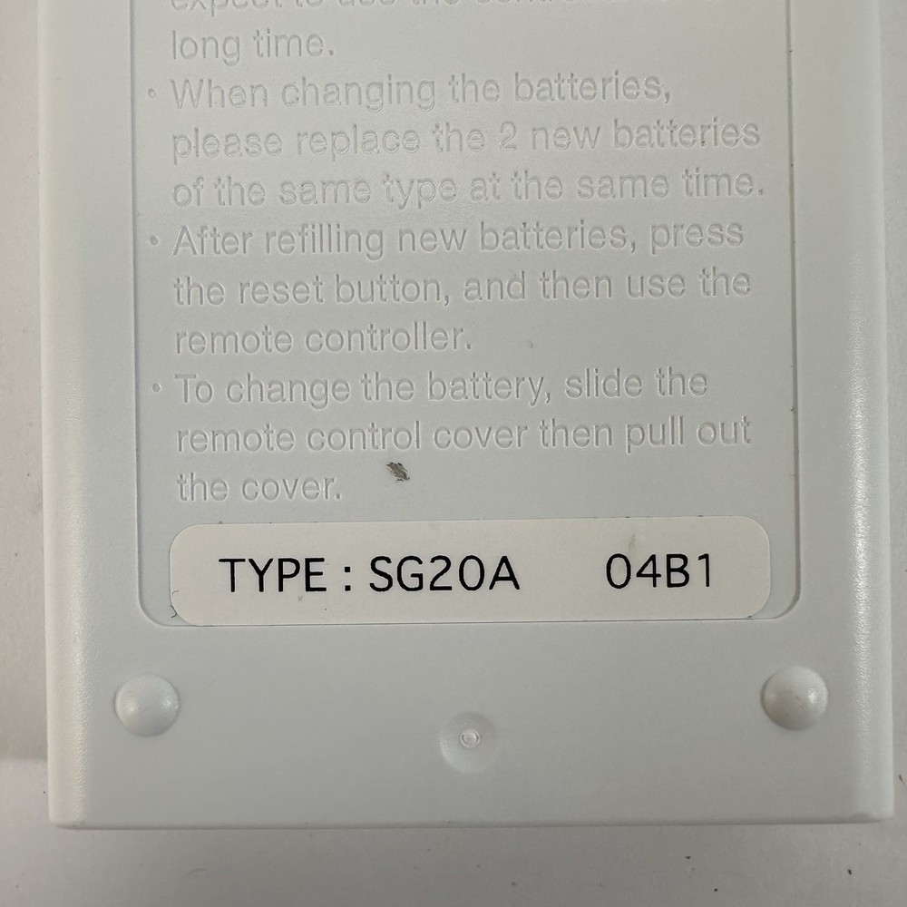 Genuine Mitsubishi Mini Split Remote Control ** SG20A **– Replacement Handheld