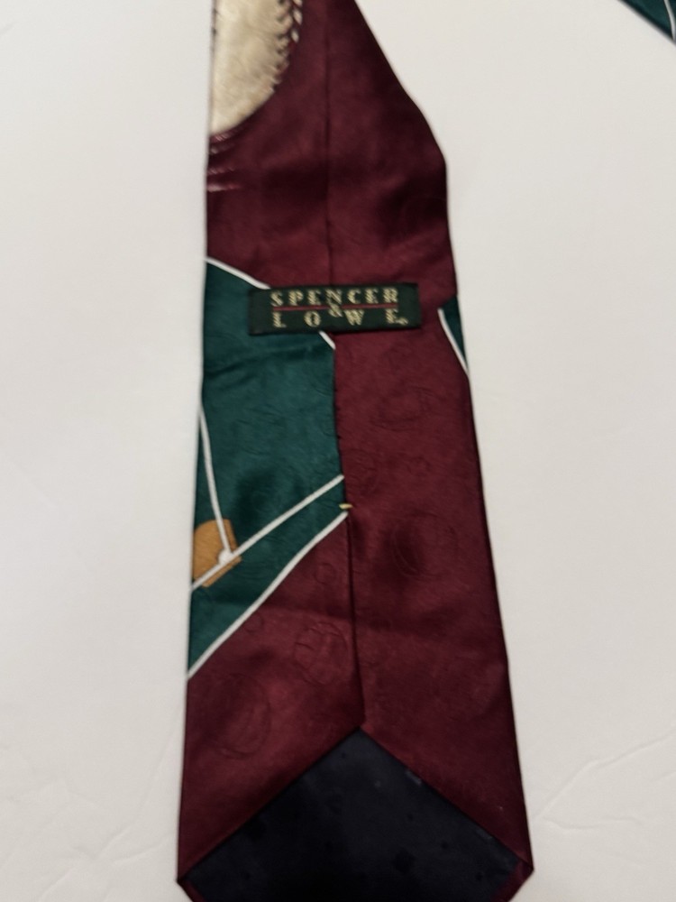 Spence & Lowe 100% Silk Necktie Baseball Themed