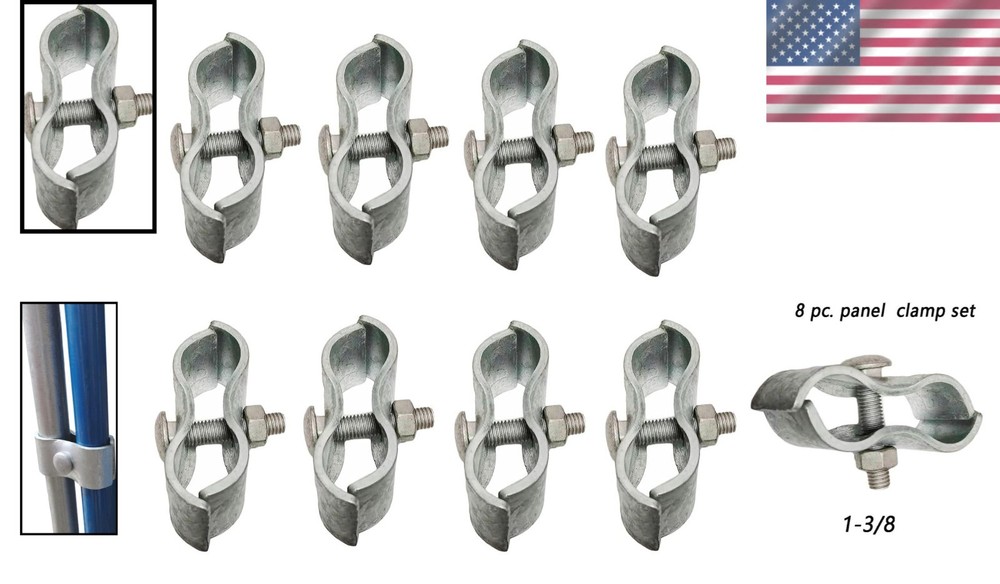 8 Rust-Proof Chain Link Fence Panel Clamps for 1-3/8" Rails - Durable Solution