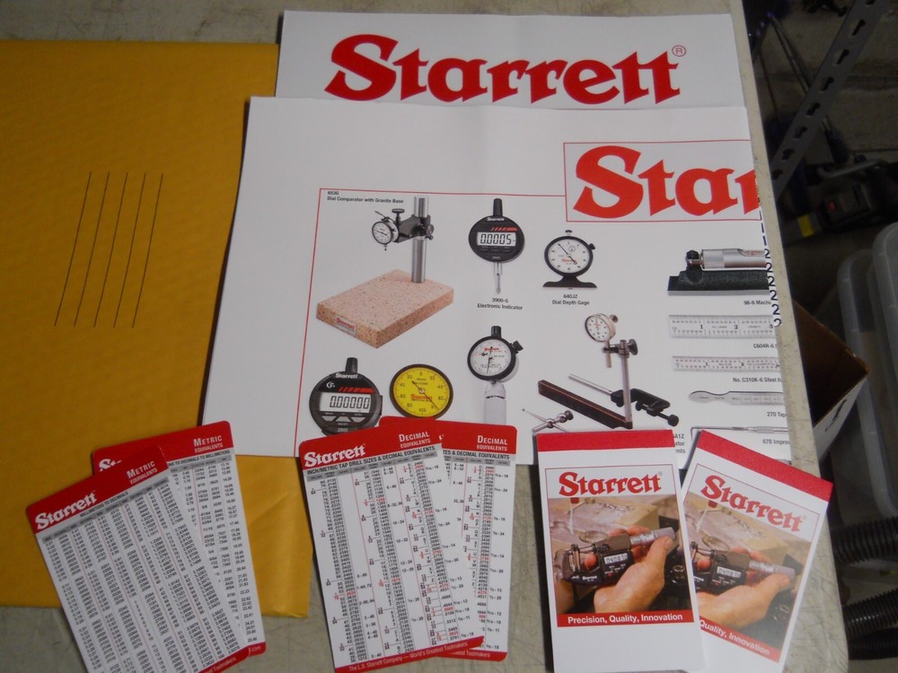 STARRETT. Decimal & Tool Reference Wall Charts W/Pocket Charts & Note Pad New