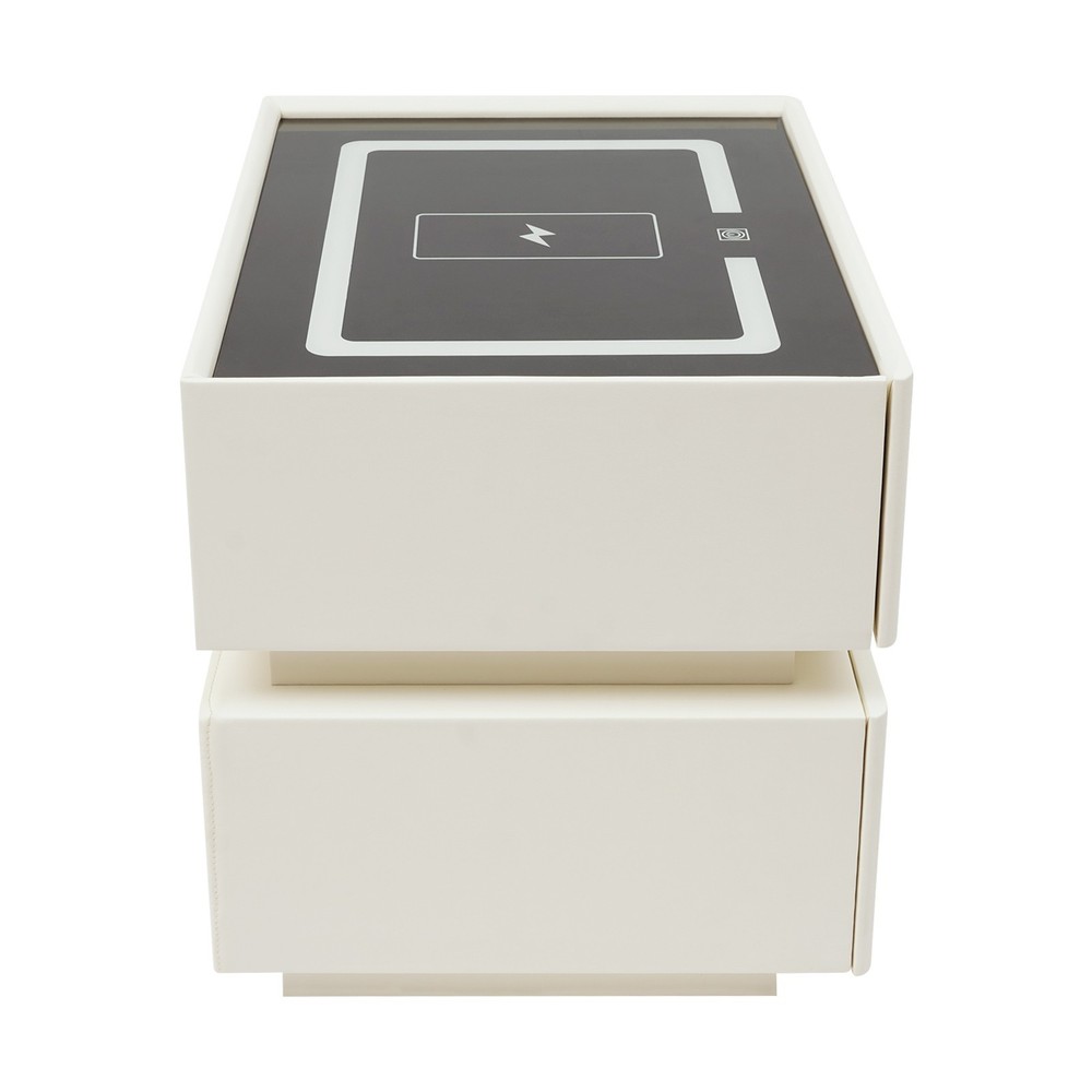Smart Nightstand W/ Tri color sensor light+Wireless Charging+USB Bedside Table