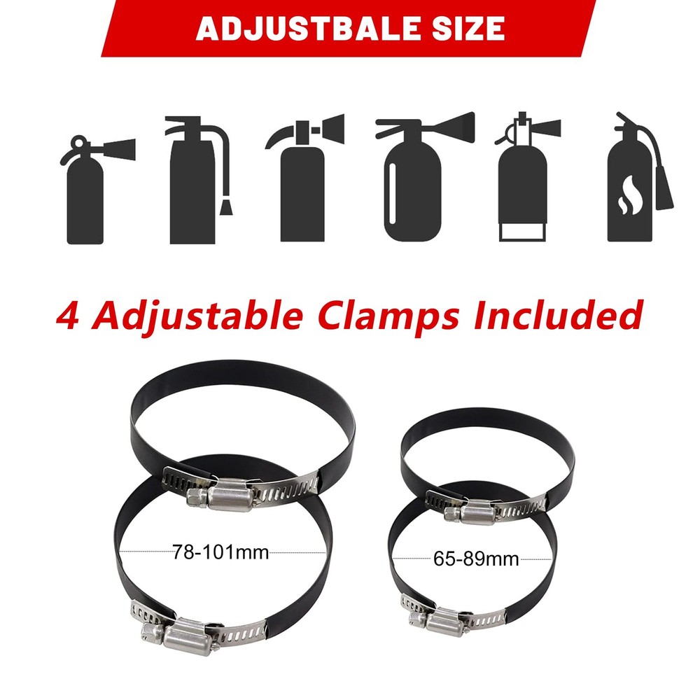 UTV Fire Extinguisher Mount Kit - Aluminum Adjustable Quick Release Black