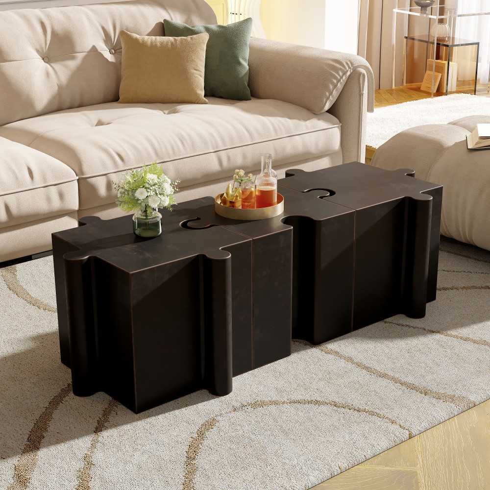 Modular Puzzle Art Side Table, MGO Concave Edge for Indoor & Outdoor, Copper