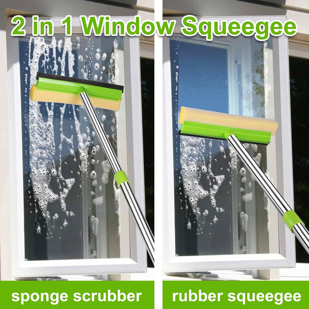 Window Squeegee, Squeegee for Window Cleaning, 2 in 1 Squeegee Window Cleaner wi