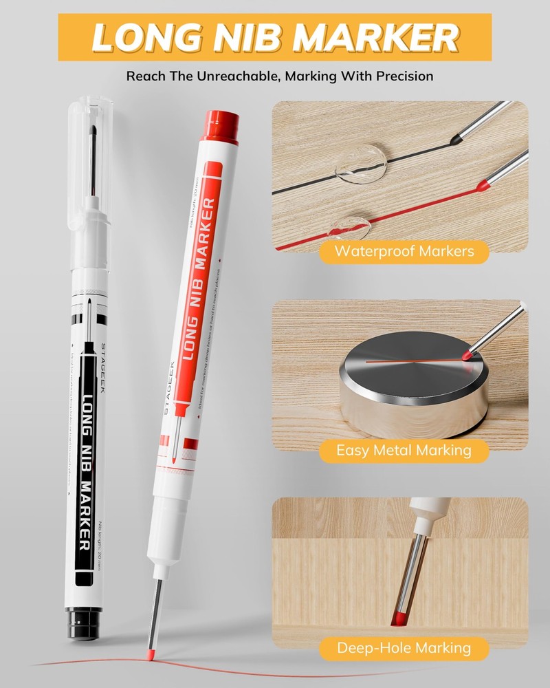 2 Pack Carpenter Pencils with Sharpener, Mechanical Carpenter Pencils