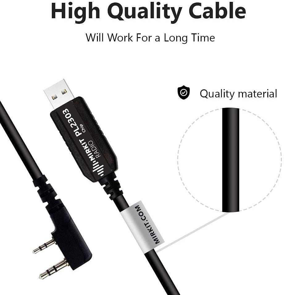 MIRKIT USB Programming Cable for Baofeng UV-5R/5RA/5R Plus/5RE BF Radios