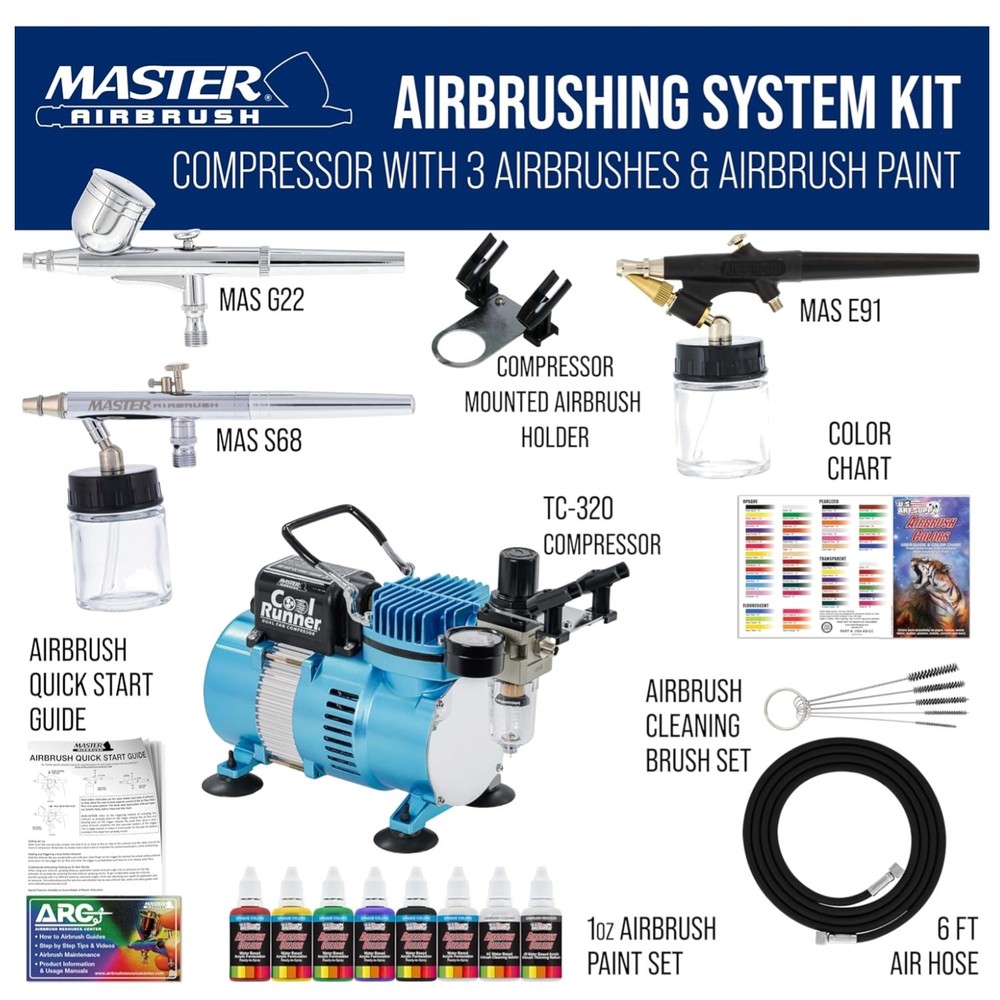 Cool Runner II Airbrush Kit with Powerful Compressor & Paint