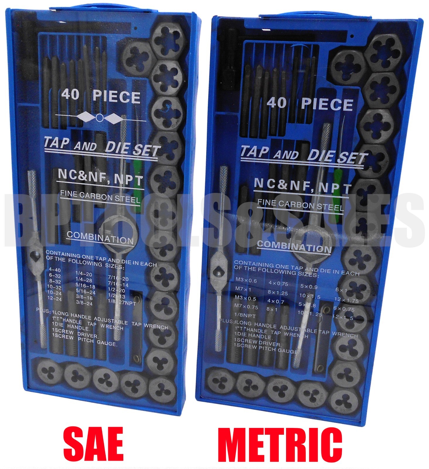 80 Pc Carbon Steel SAE & METRIC Tap and Die Set Adjustable Wrench T-Handle NEW