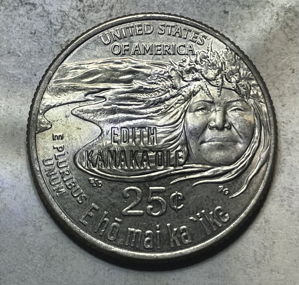2023 P Edith Kanaka'Ole Quarter with Die Chip Errors on Reverse (#77440)