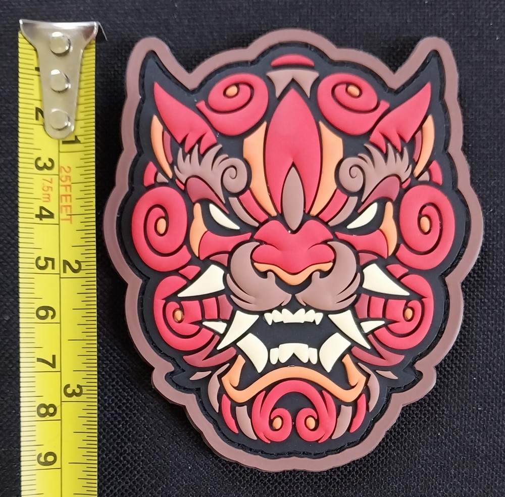 3D PVC Hook Backing Morale Military Patch ~ MSM FIRE FOO DOG HEAD (B)