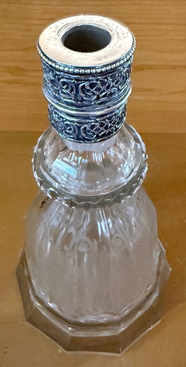 Antique German 925 Sterling Silver Cut Glass Decanter