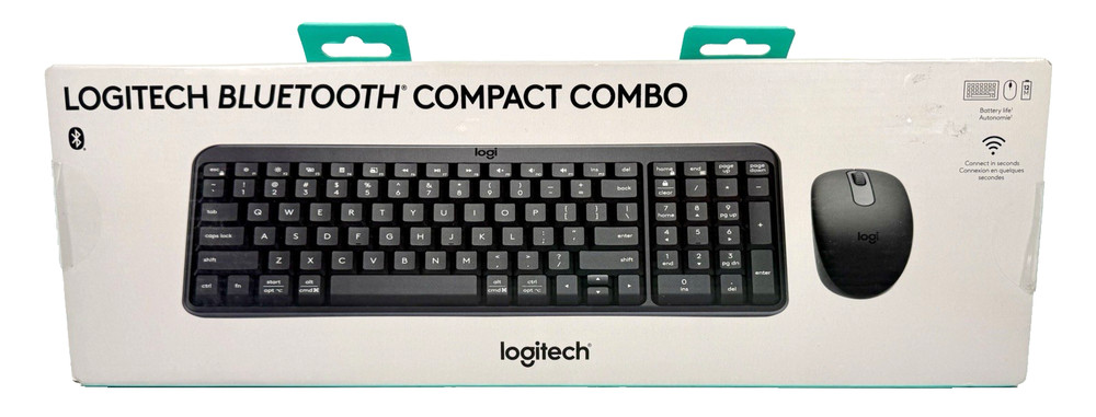 Logitech BLUETOOTH Black Compact Combo Wireless Keyboard & Mouse 920-013507 NEW