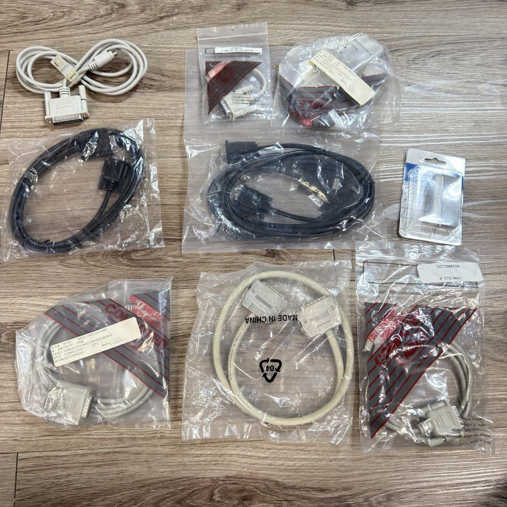 Vintage Computer Cables Adapters Lot Apple Mac VGA Serial Printer UNTESTED