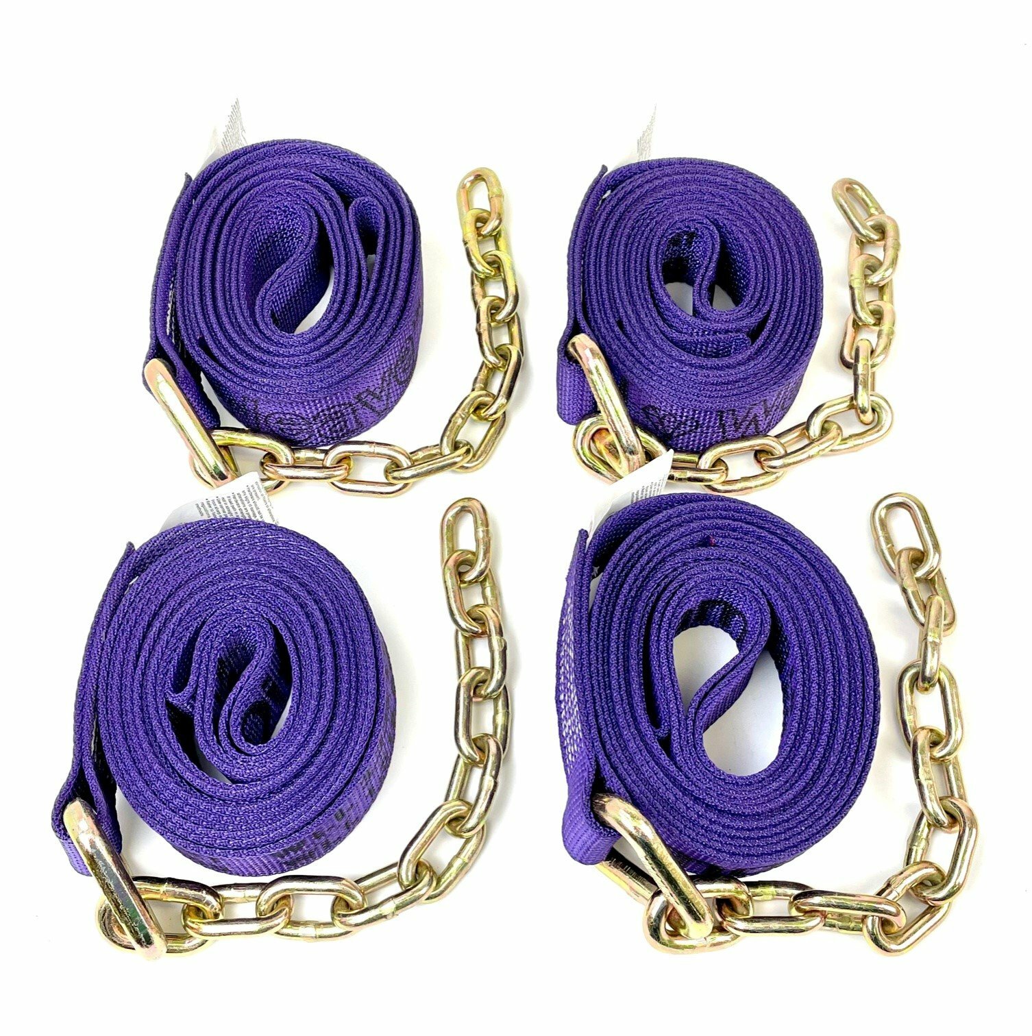 8 pt Kit 14' Purple DIAMOND WEAVE Rollback / Flatbed Car TieDowns w/ Chain Tails