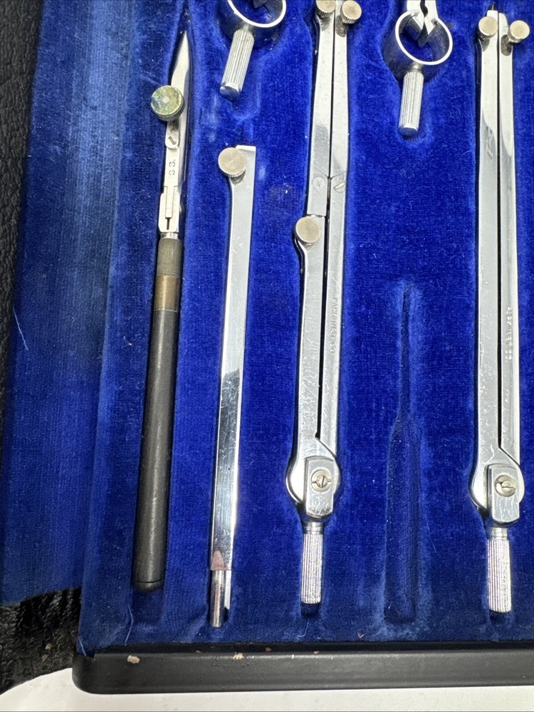 Vintage Park Instruments #900 Drafting Kit Missing 1 tool Leather Case