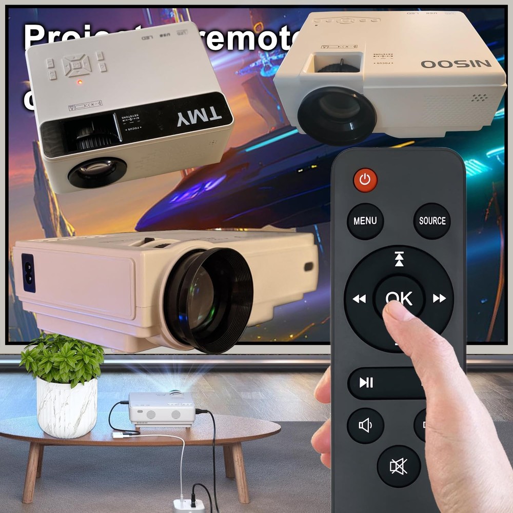 KhotIlong Replacement Remote for Mini Projector,Compatible with TMY...