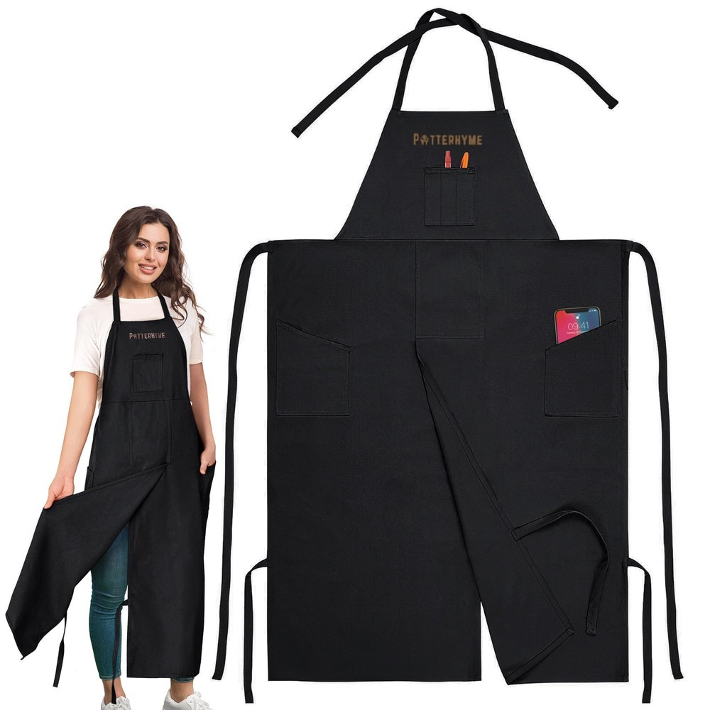 Full Coverage Pottery Apron Split Leg - 100% Cotton Canvas Potter's & Ceramic...