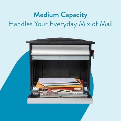 MailSafe Locking, Wall-Mounted Mailbox for Outside, Rust-Resistant Black