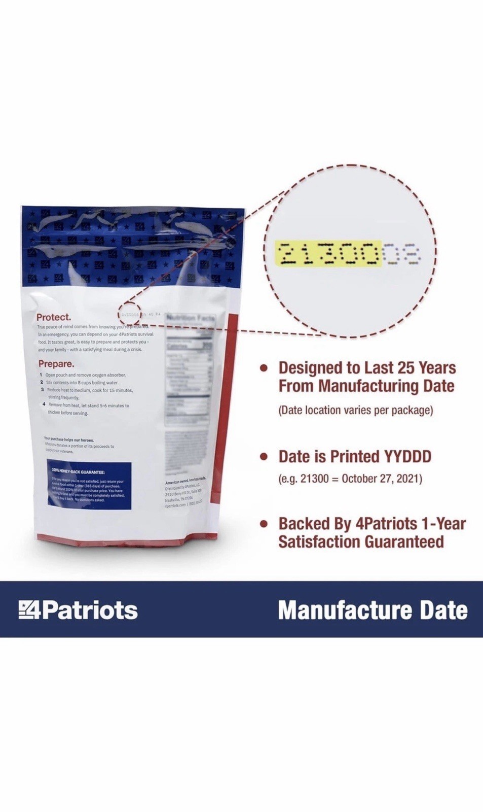 4Patriots: 4-Week Emergency Food Supply Survival Kits Plus Bonus Meal No Tote