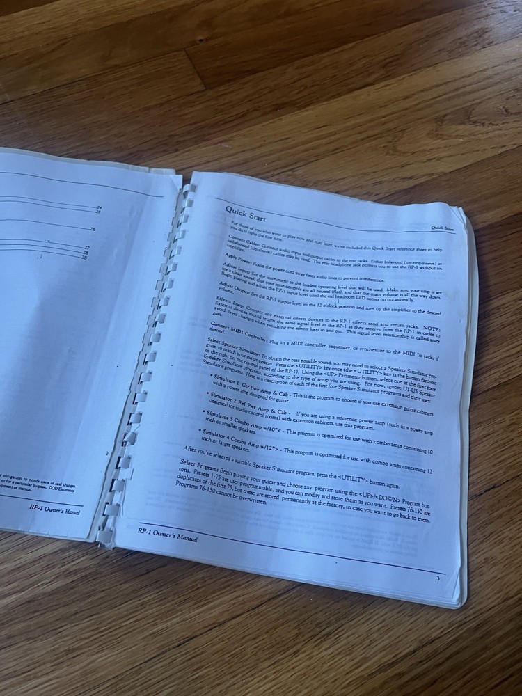 Digitech RP-1 Manual Book Only