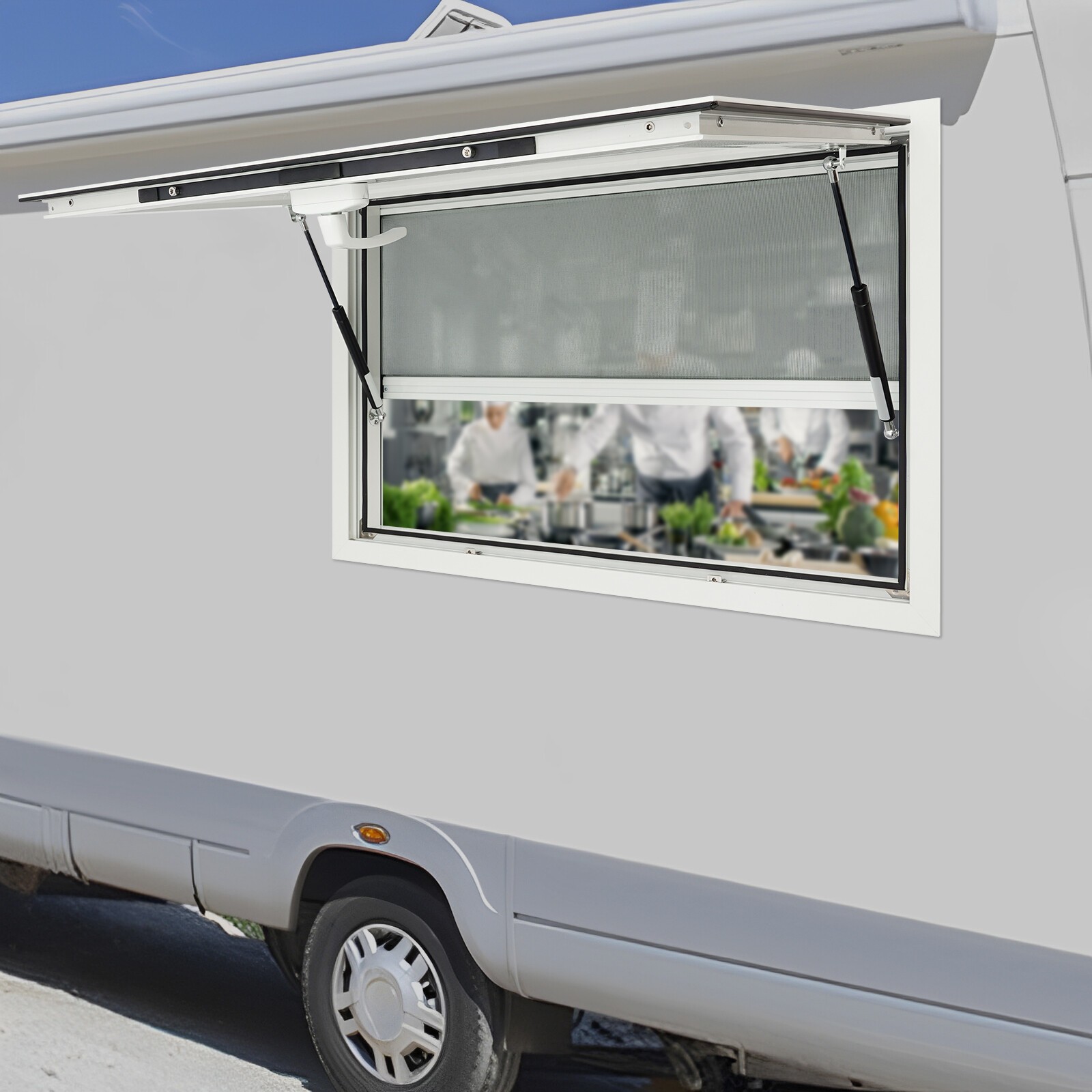 85° Rectangular Service Window For Food Trucks Serving Window 35 Inch*23 Inch