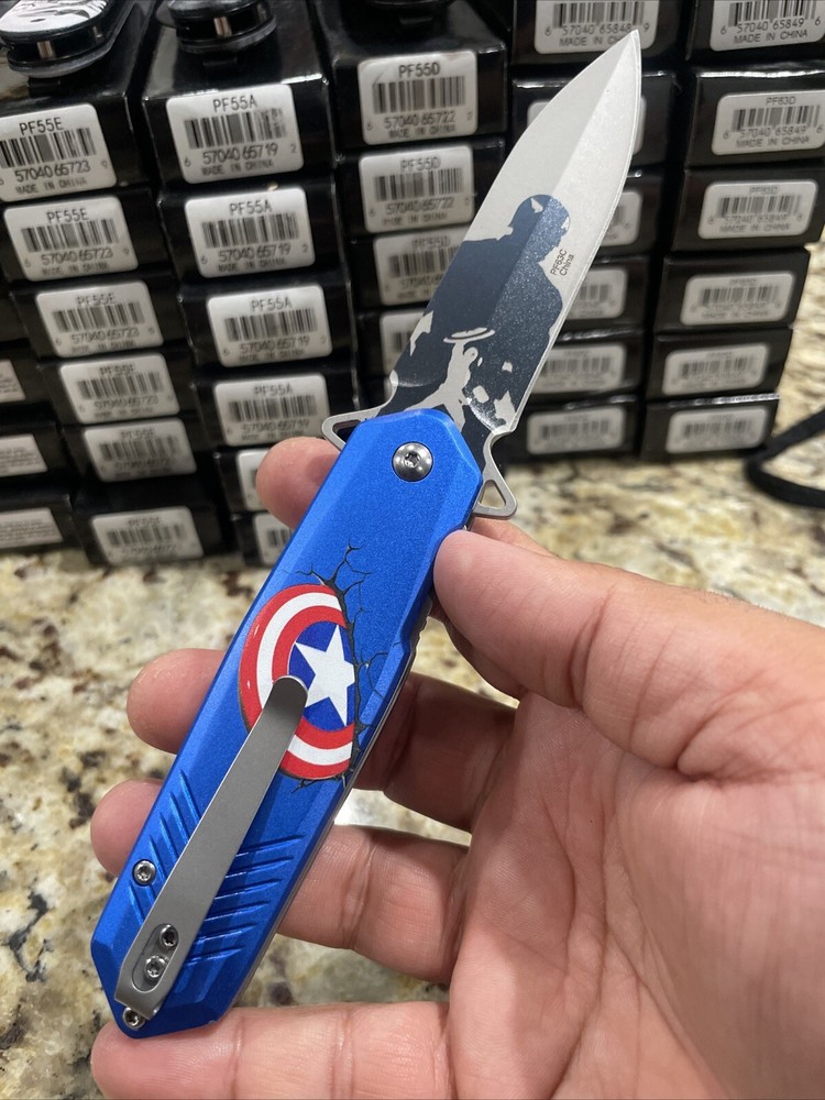 Comic Themed Spring Assited Pocket Knife -High Quality Folding Knife - 63C