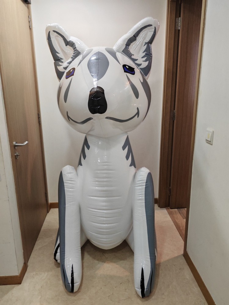 Rare! Large glossy inflatable white fox 170cm 67"