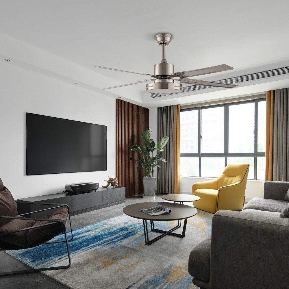 48inch Ceiling Fan Light 4 Blades Fan Dimmable Lamp with Remote Control & Timing